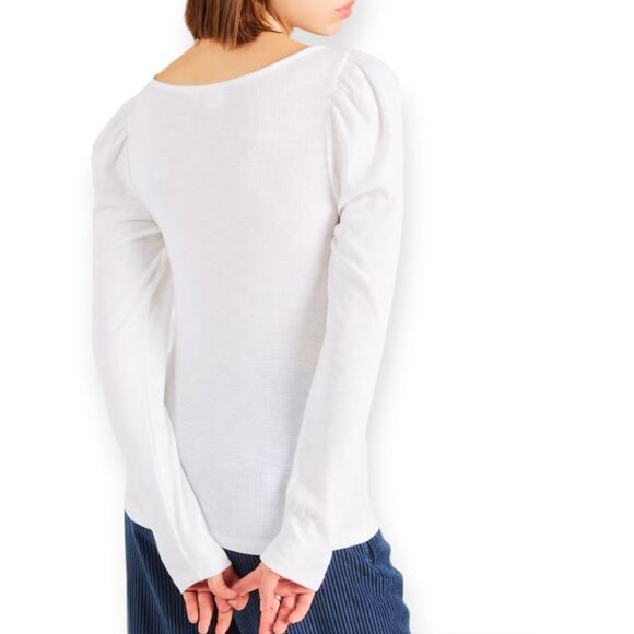 Gap White Long Gathered Puff Sleeve Top XXL - Picture 7 of 7